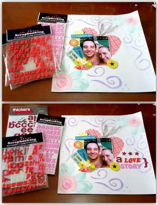 cute word decorations for romantic scrapbooking idea