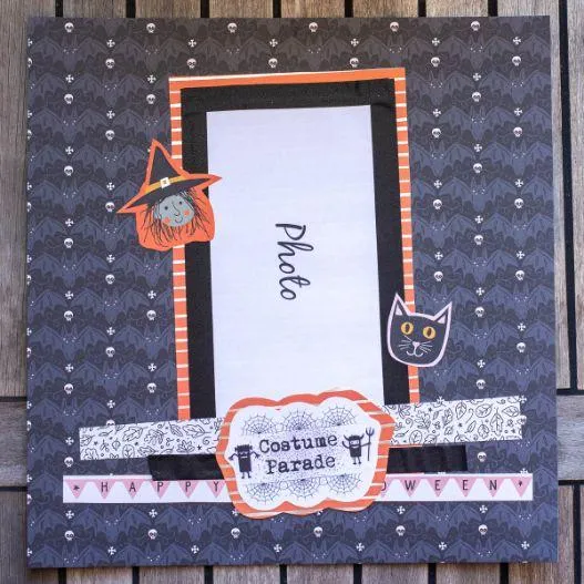 witches and cats scary scrapbook page