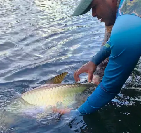 Angler casting a line