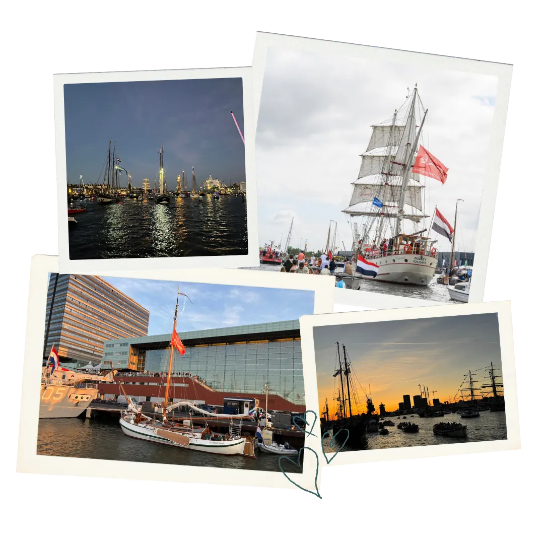Officiële trouwlocatie Amsterdam: Zeilschip Bounty bij Steiger 14 en de Pontsteiger, met beelden van het houten dek en varen langs het Scheepvaartmuseum.