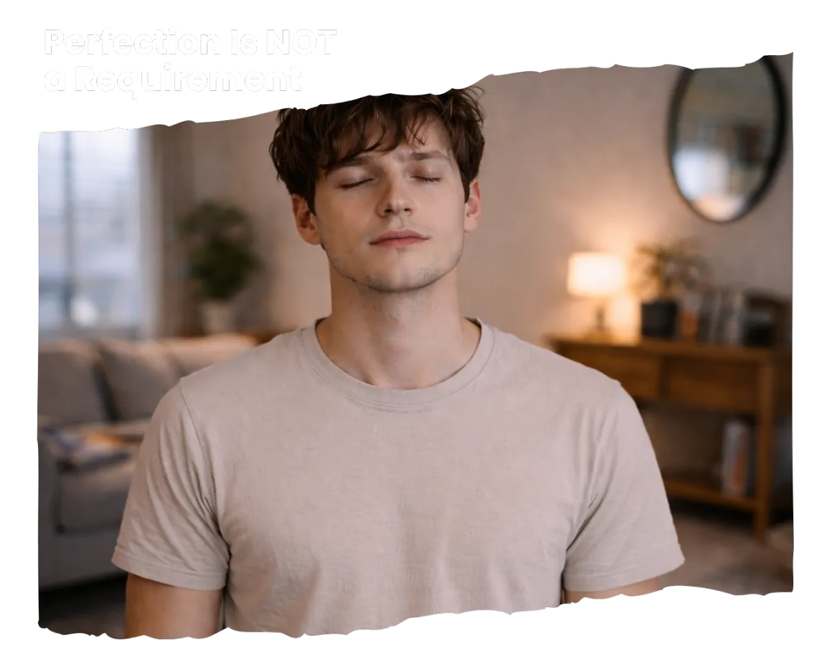 A boy siting on the couch managing his reaction to anxiety