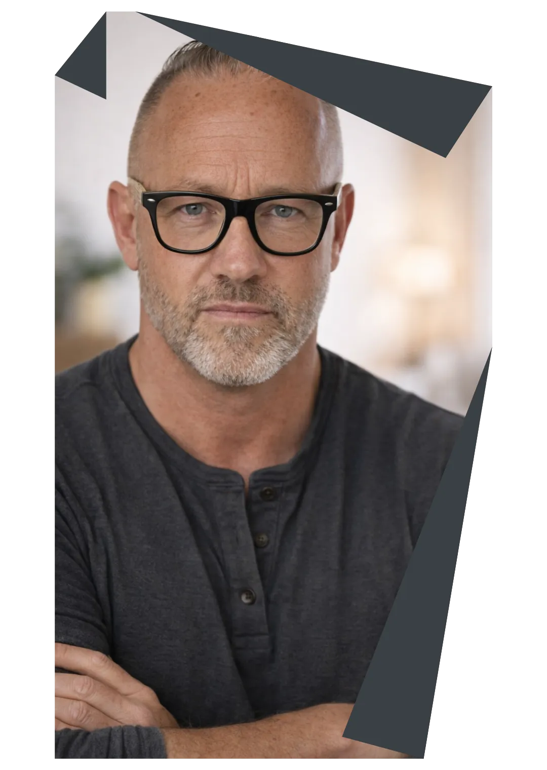 Photo of a man looking straight at the camera