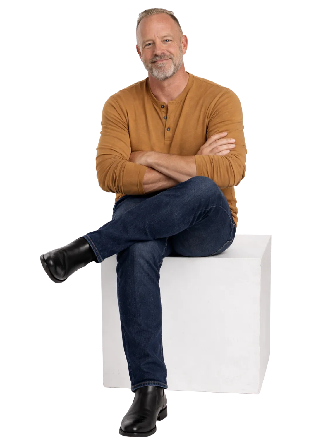 Jeff Leidgen sitting on a White Box