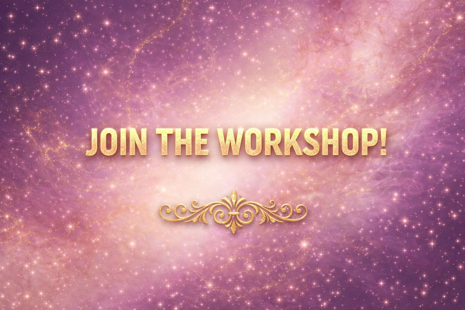 Join the workshop! on plum purple and blush pink astro background