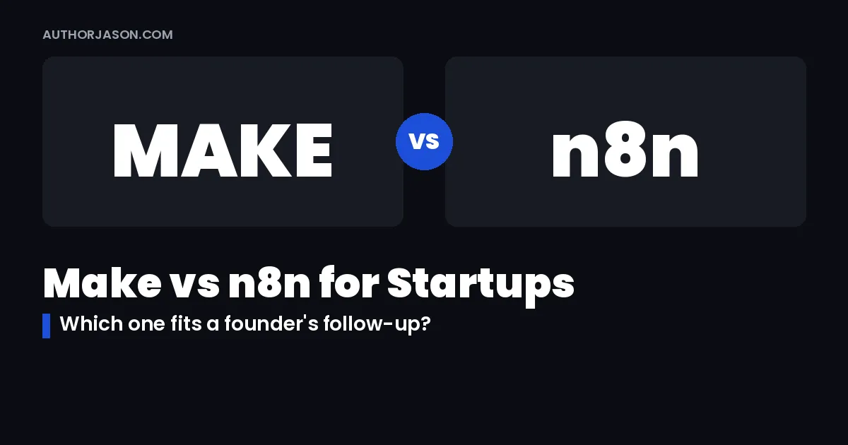 Make vs n8n for startups: two automation tools compared side by side for a founder's lead follow-up