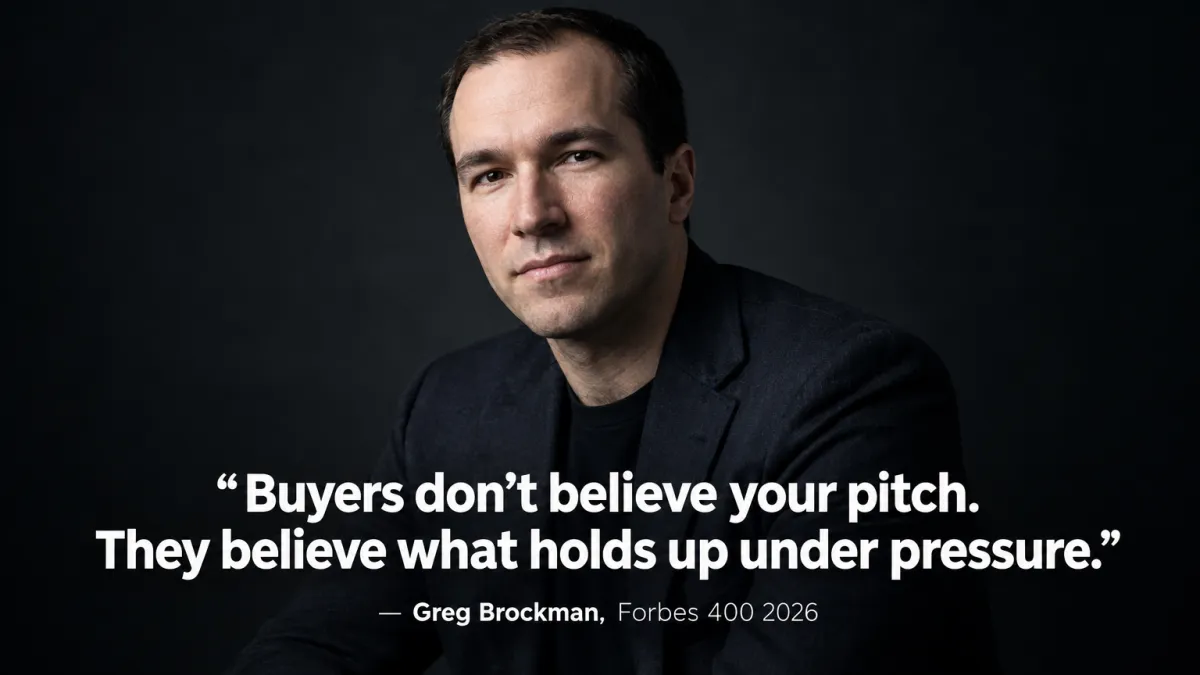 Billionaire Greg Brockman — OpenAI co-founder and Forbes 400 2026 richest newcomer whose $25.5 billion fortune was only confirmed under oath, revealing the proof-under-pressure lesson every startup founder needs right now