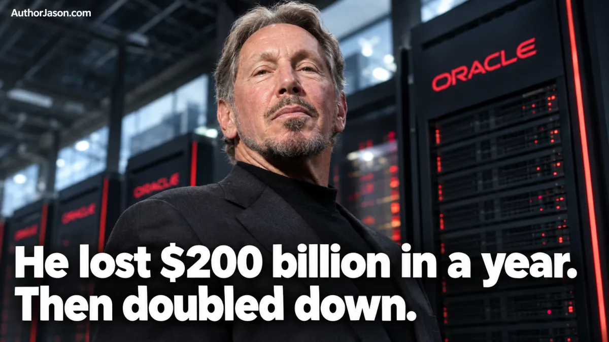 Billionaire Larry Ellison — lost $182 billion in one year then doubled Oracle's AI bet to $125 billion — the conviction and selling system lesson every startup founder needs