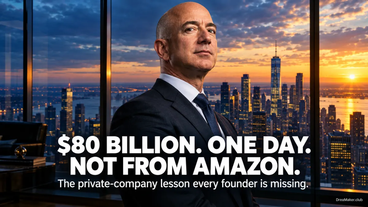 Billionaire Jeff Bezos added $102 billion in one month from private companies — the compounding asset lesson every startup founder needs now