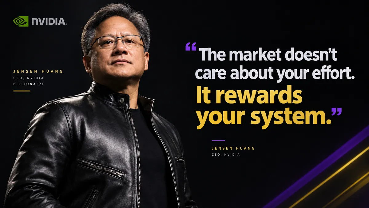 Billionaire Jensen Huang — Nvidia CEO who lost $2.5 billion in a single day during the global chipmaker selloff, and the selling system lesson every startup founder needs right now