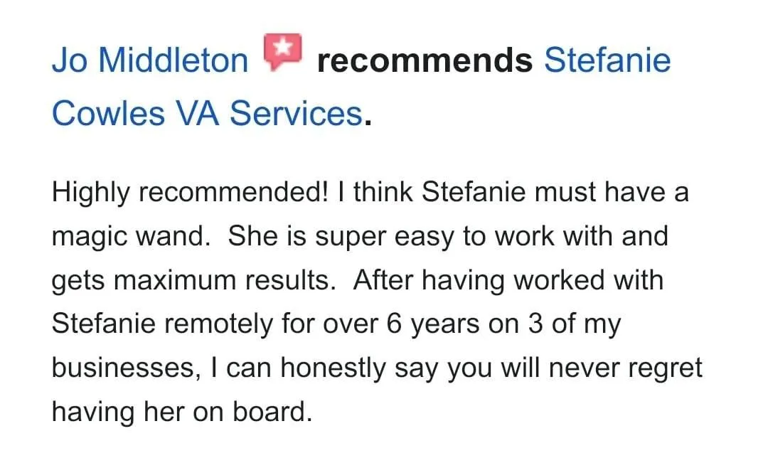 Jo Middleton review for Stefanie Cowles VA Services