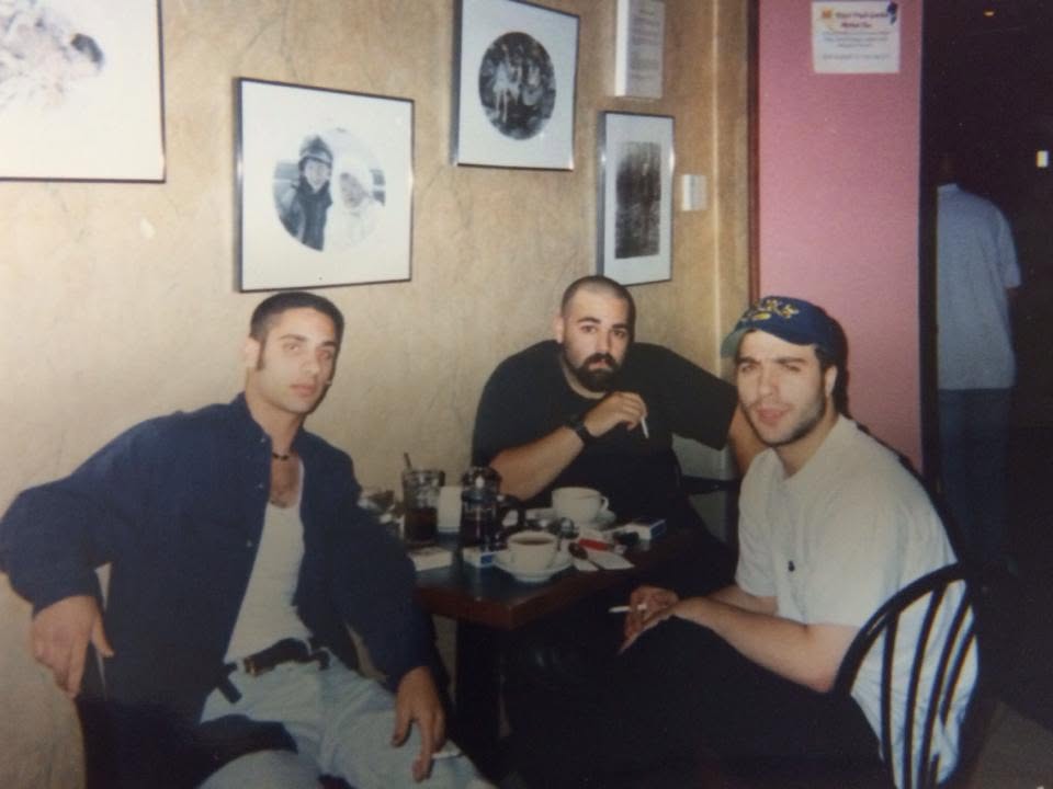 Cory Poccia, Craig Parten and Ari Sobel at a table in the Broadway Beanery coffee shop in Lynbrook, New York, around 1999.