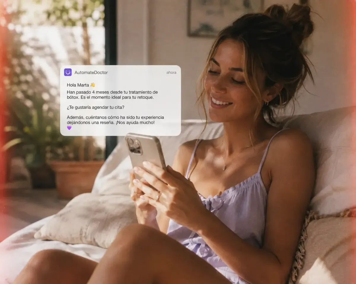 chica viendo un mensaje automático