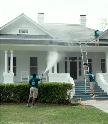 nolan mccrory owner of shiphape exteriors completing a roof wash in tallahassee fl