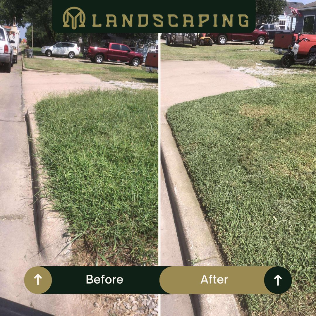 Before and after lawn mowing Ponca City