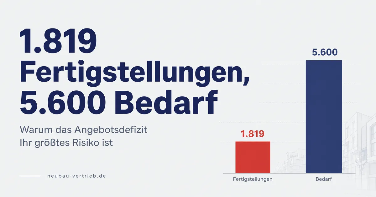 1.819 Fertigstellungen, 5.600 Bedarf - Warum das Angebotsdefizit Ihr größtes Risiko ist
