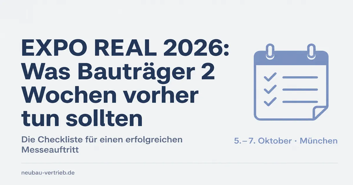 EXPO REAL-Vorbereitung: Was Bauträger 2 Wochen vorher erledigen sollten (Checkliste 2026)