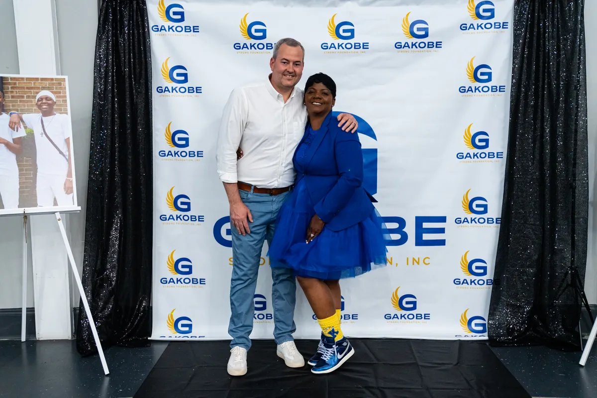 Kuleesha Milton and Doug from Children’s Healthcare of Atlanta at the Gakobe Strong Mother-Son Sneaker Ball