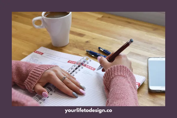 Using a planner to intentionally prioritize work and personal commitments as part of improving work-life balance.