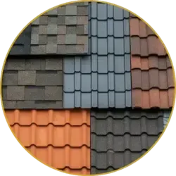 The image shows different roofing materials and colors side by side, helping you compare textures and style options clearly.