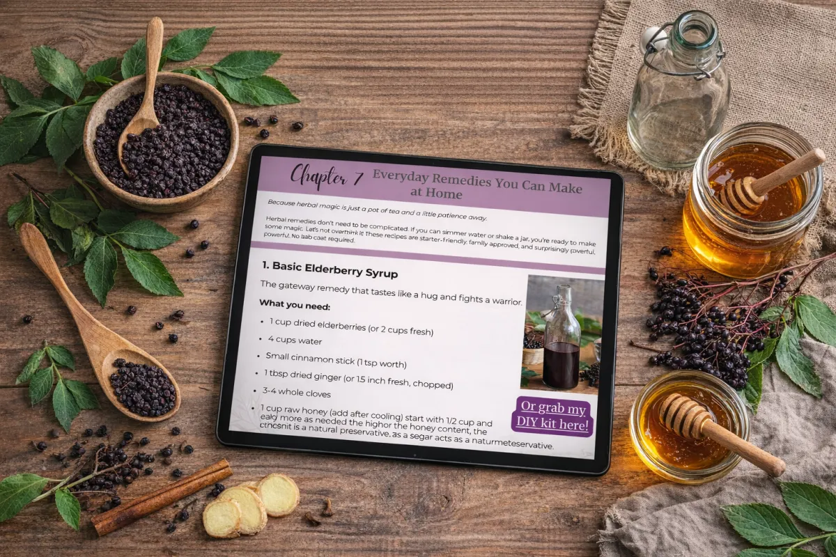 Sample spread of the herbal guide showing chamomile page