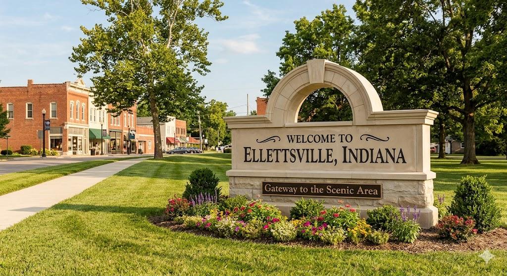 Welcome to Ellettsville Indiana sign for home buyers