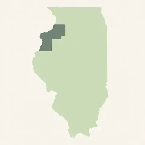 Map of Moline IL and surrounding service area highlighted | Moline Tree Service