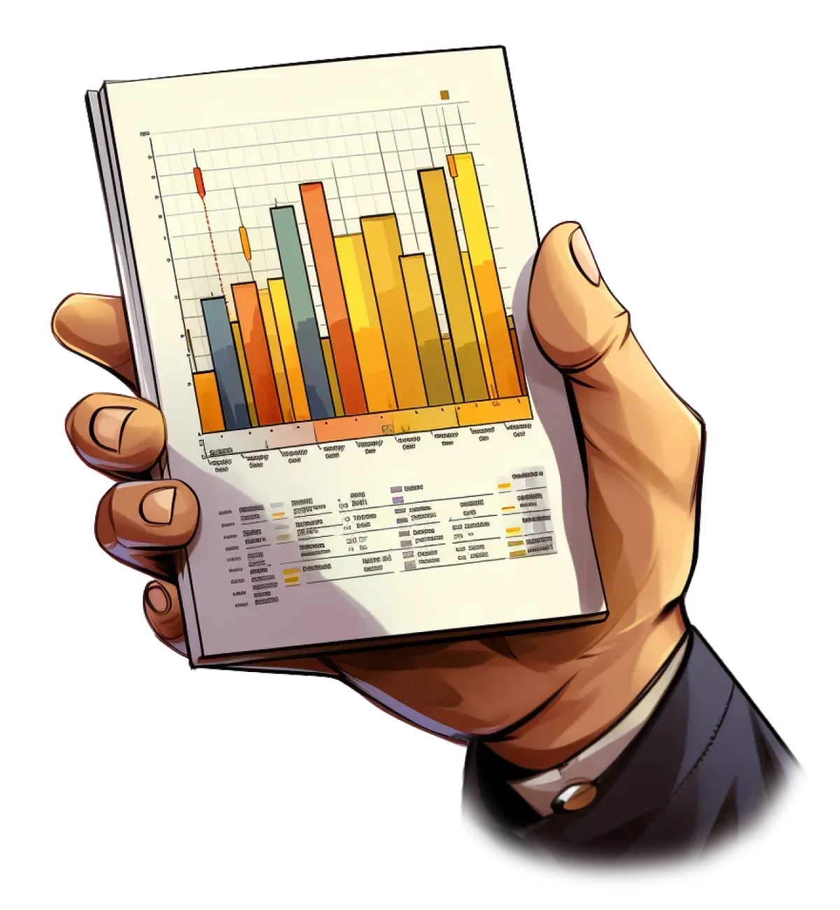 Hand holding a smartphone with a business growth chart for brand valuation