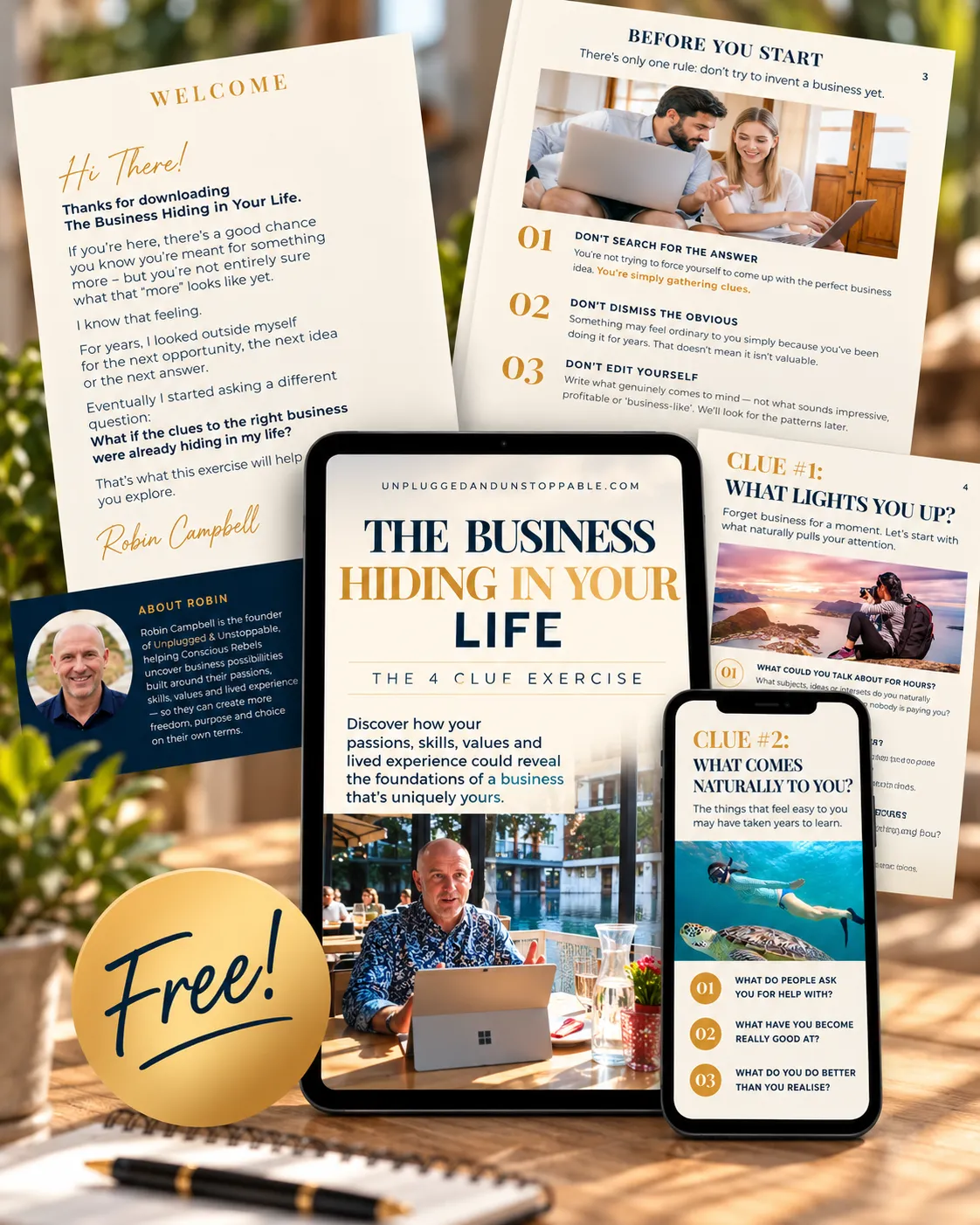 The Business Hiding in Your Life — The 4 Clue Exercise Workbook Mockup