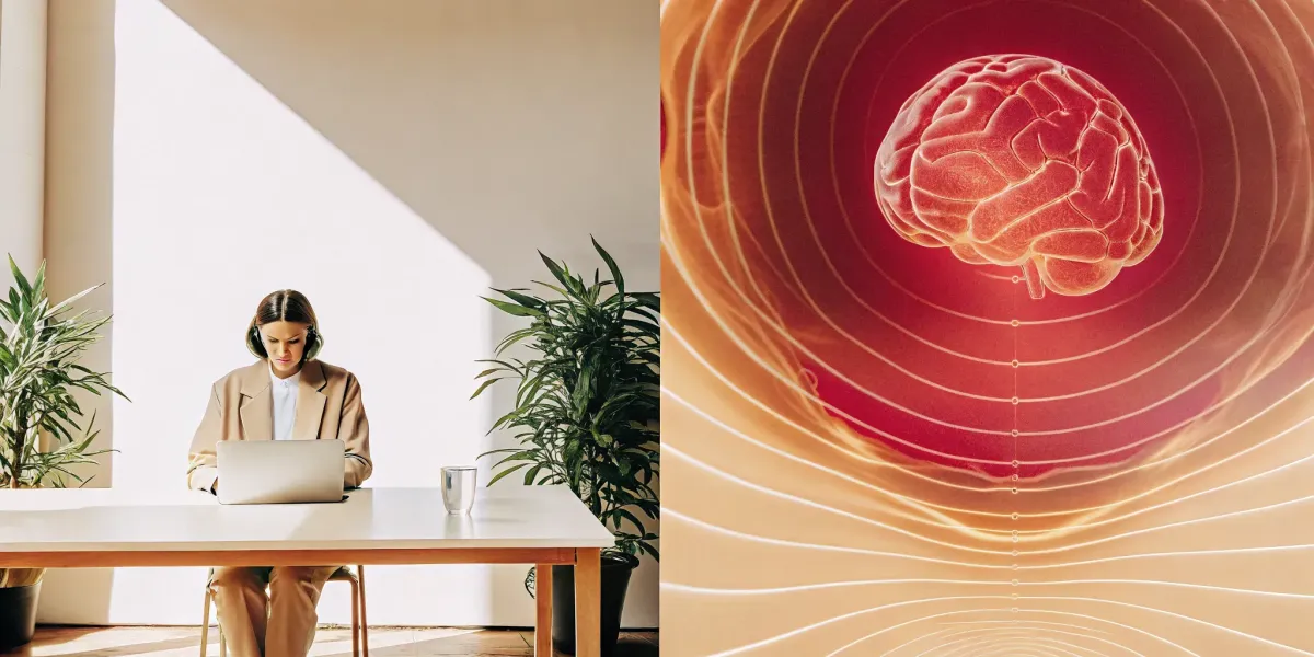 A woman practices gentle amygdala retraining exercises to calm the brain's stress response.