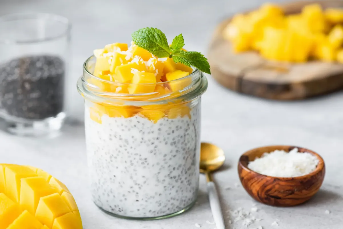 Lemon Chia Pudding with Mango