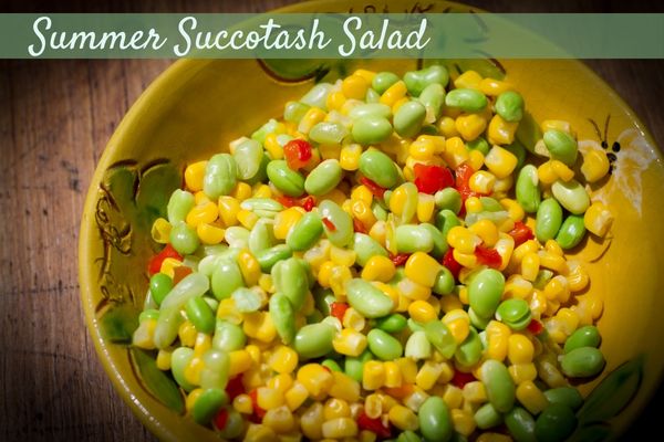 Bowl of corn, beans and tomatoes in a salad bowl