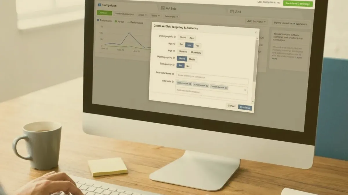 Paid social advertising campaign dashboard on desktop computer