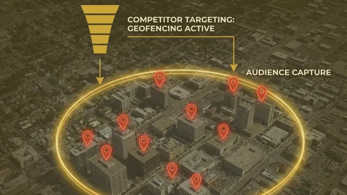 Geofencing advertising targeting competitor locations in city map