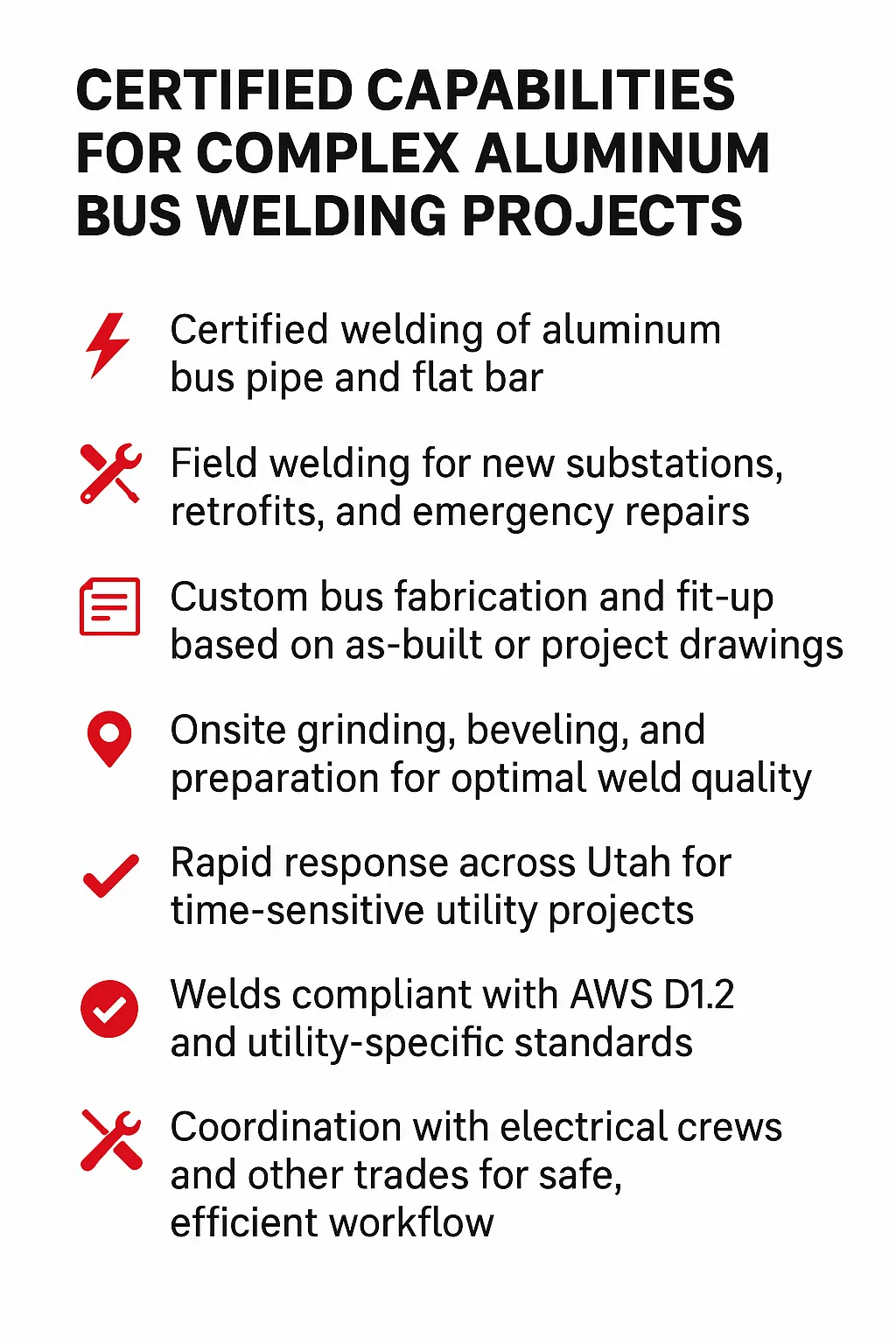 Certified capabilities for complex aluminum bus welding projects