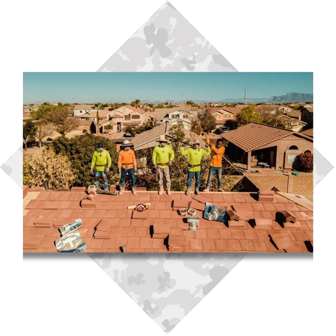 “Arizona’s Finest Roofing crew working on a residential roof — skilled and safety-focused roofing professionals in action.
