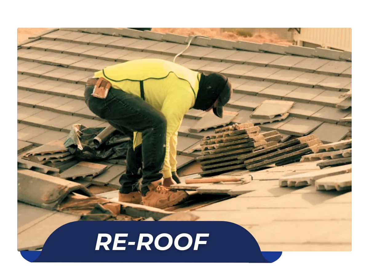 Re-roofing project in progress by Arizona’s Finest Roofing — restoring roof integrity with expert craftsmanship and premium materials.