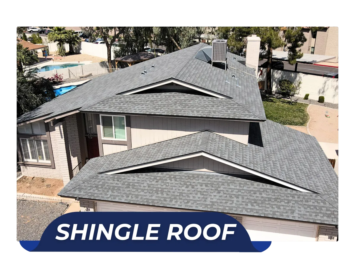 Asphalt shingle roof installed by Arizona’s Finest Roofing — cost-effective and reliable roofing option for residential properties.