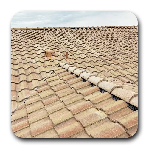 Close-up of a durable flat tile roof system common in Scottsdale, Arizona neighborhoods.