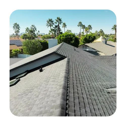 New asphalt shingle roof installation with architectural shingles and updated ventilation in an Apache Junction neighborhood.