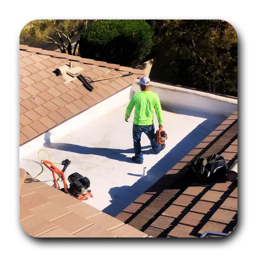 Long view of a perfectly aligned tile roof ridge, showcasing affordable local roofing company phoenix az quality.