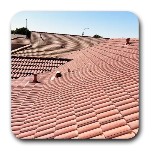 Angle view of a terracotta tile roof completed by a top roofing company queen creek