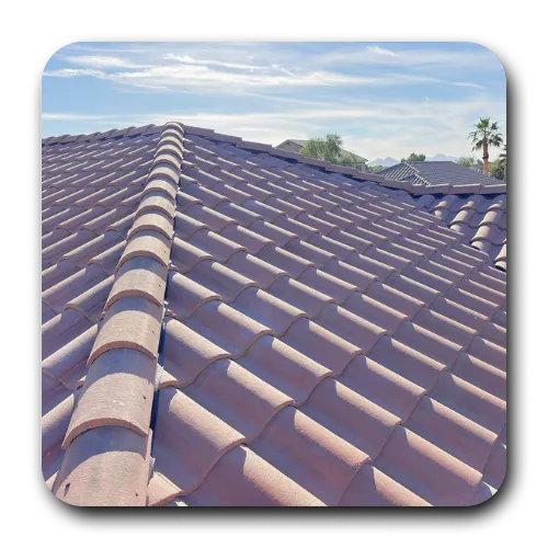 Close-up of Spanish S-tile roofing installation on a home, provided by top roofing contractors in Gilbert Arizona.