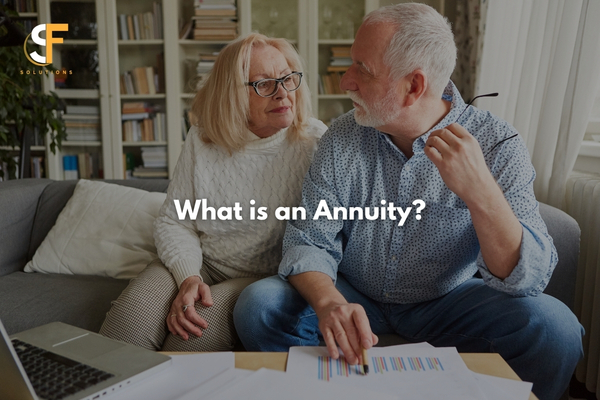 Retired couple planning guaranteed retirement income through an annuity.