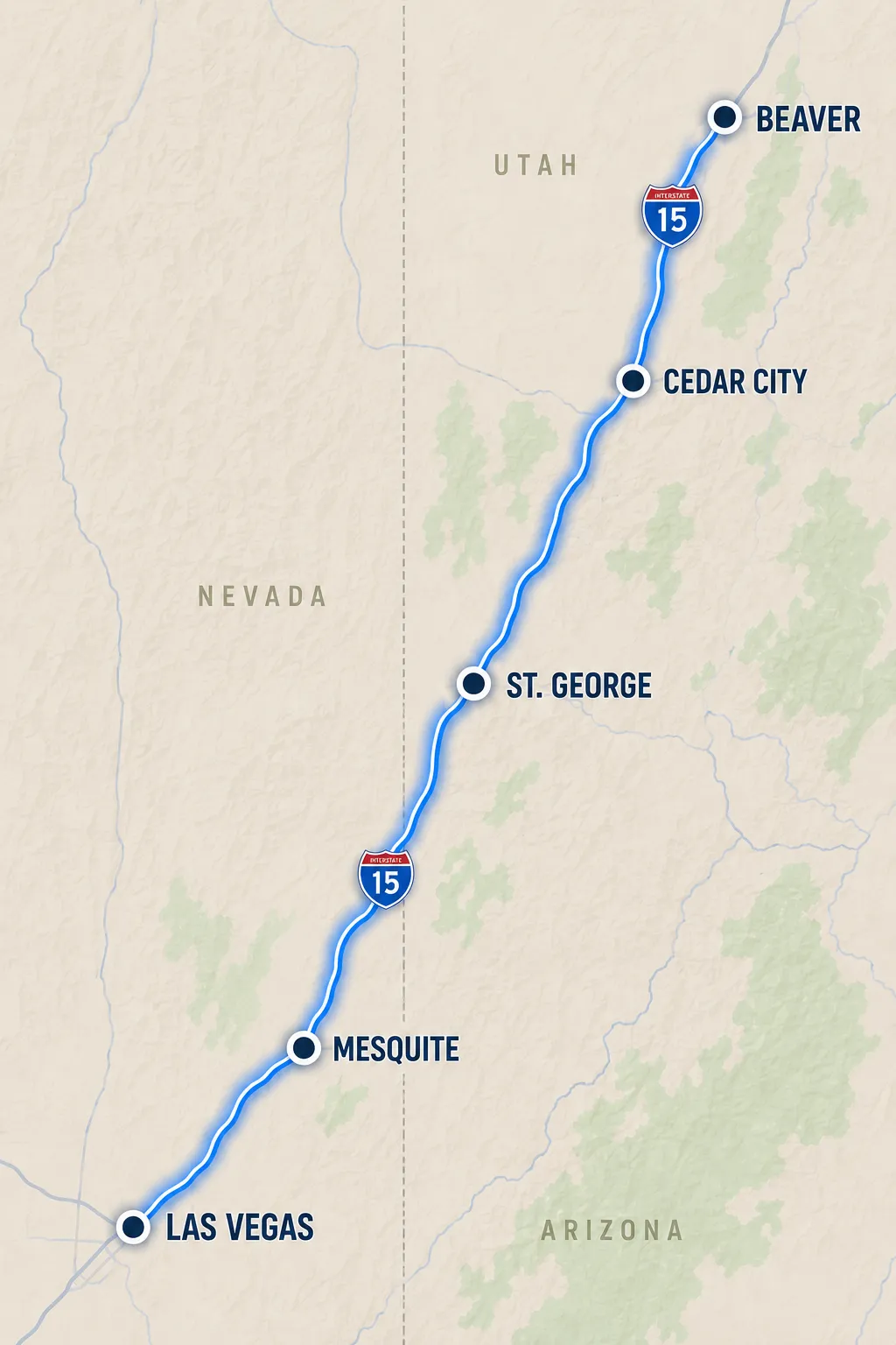 Service area map showing Las Vegas, Nevada and Southern Utah markets