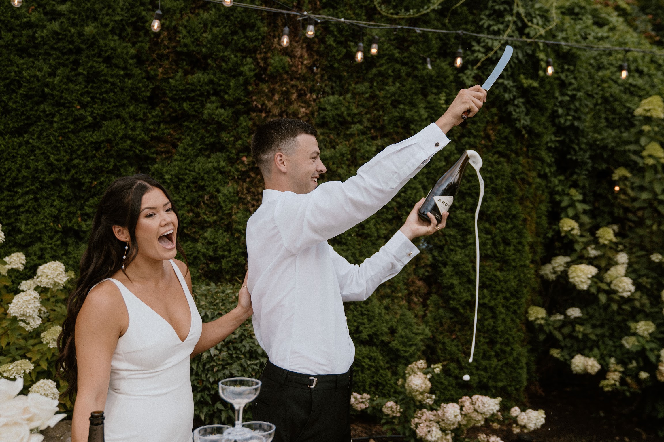 Toasts and cake during a Cape Horn Estate reception