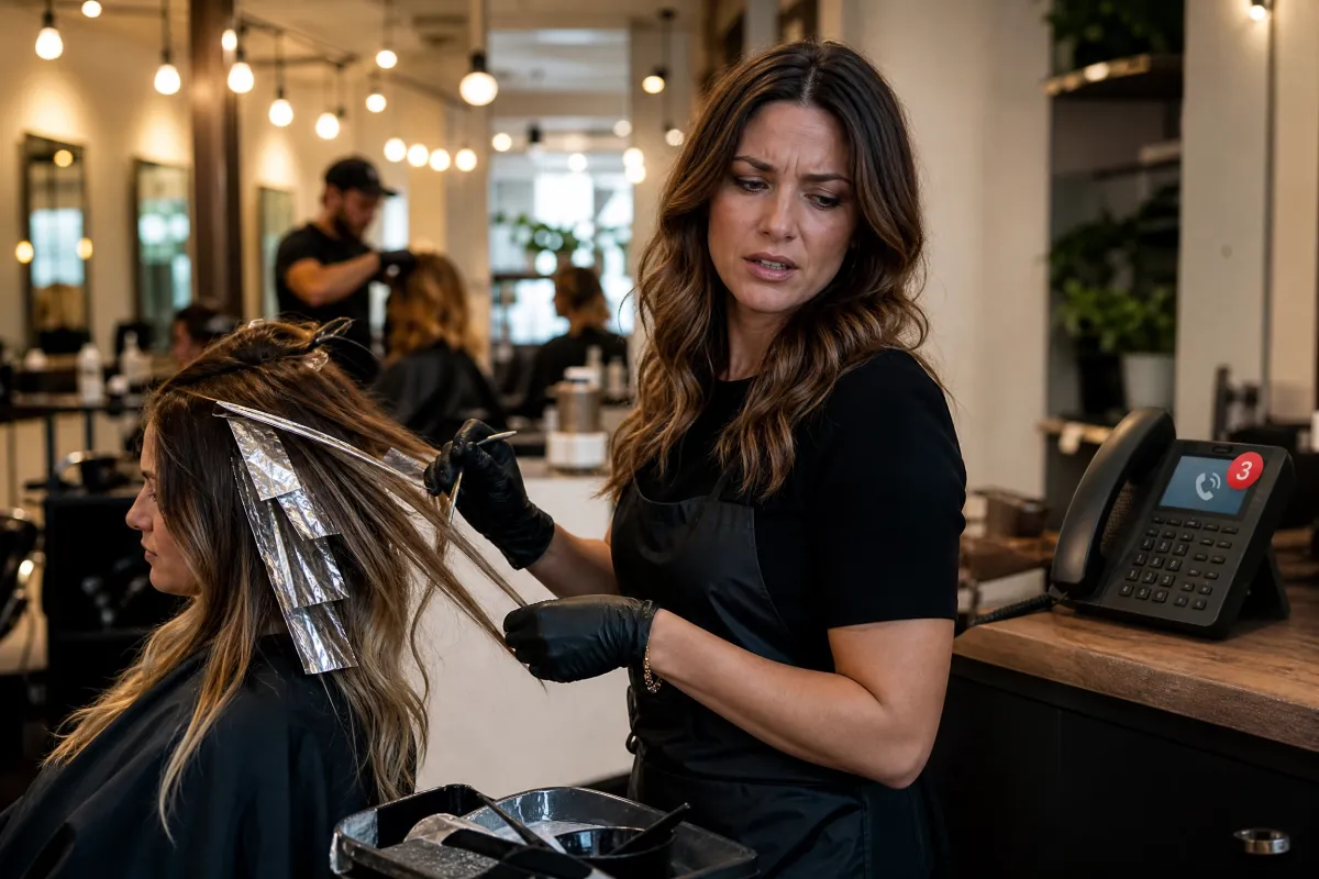 A stylist at work during a busy salon day