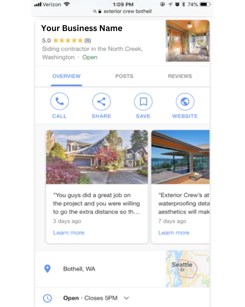 example of how Google business profile looks.