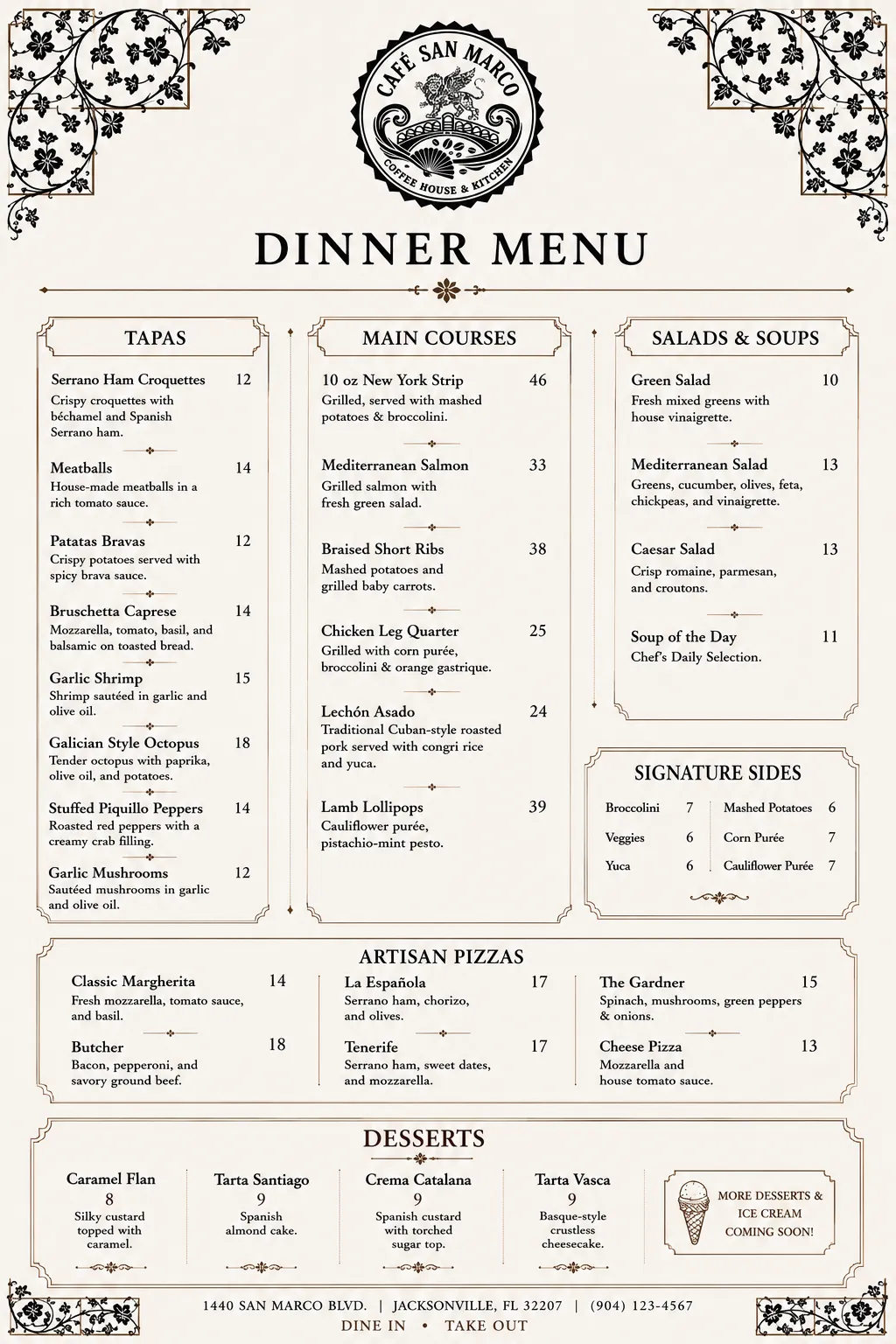 Cafe Menu