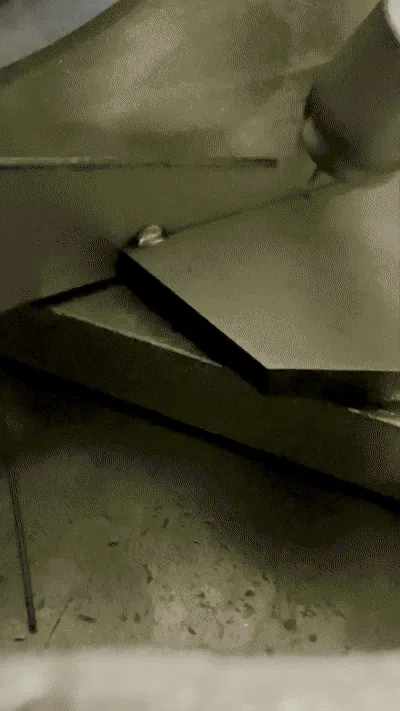 Before: Rusted metal chair with broken leg on concrete floor. After: Chair fully repaired, smooth weld, repainted, set on wooden deck. Bright, natural light, different angles.