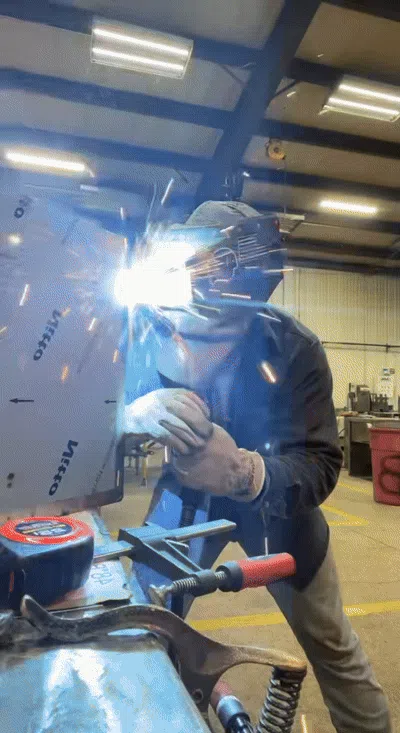 Before: Bent bicycle frame, urban driveway, daylight. After: Frame straightened, welds polished, bike upright, suburban background. Two images, same angle, different times.